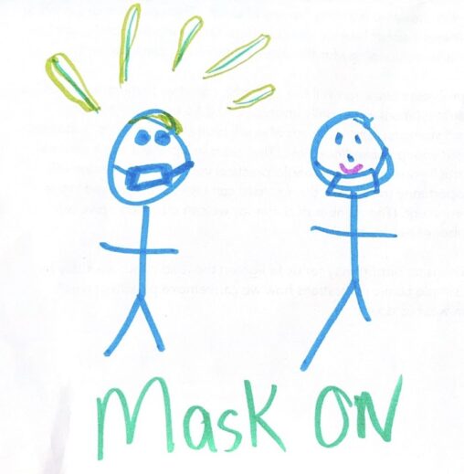 Teacher sees student with mask below their chin instead of over their mouth and noses.